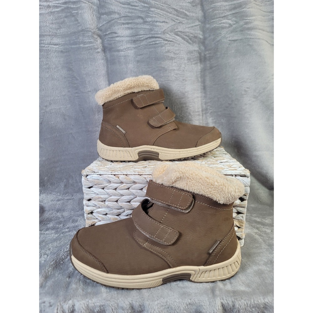 Orthofeet Florence Taupe Leather Waterproof Ankle Boots Women 8.5 W Gorpcore